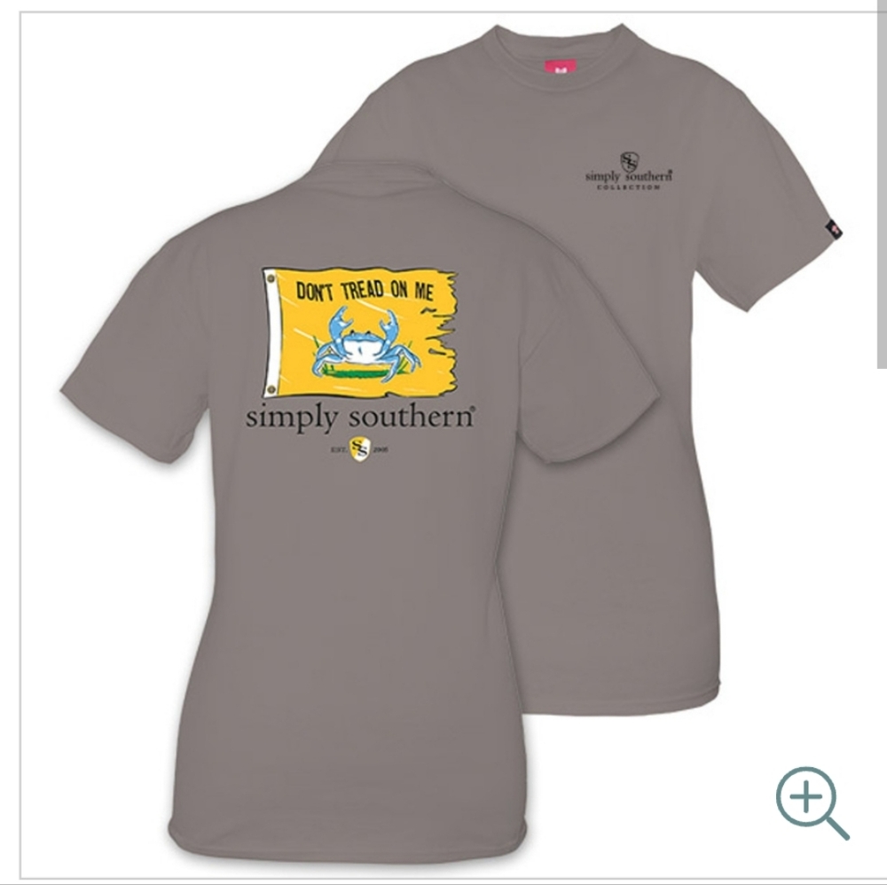 Simply Southern Don't Tread On Me Gray and Yellow Graphic Tee Short Sleeve Nwt